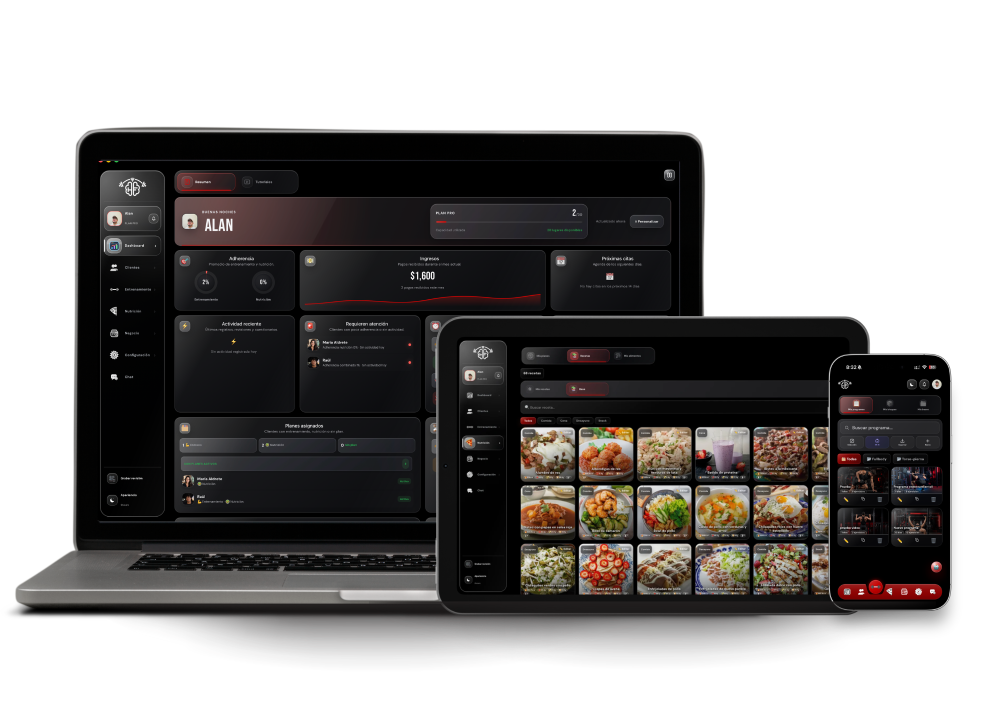 Apphermarfit en computadora, tablet y celular
